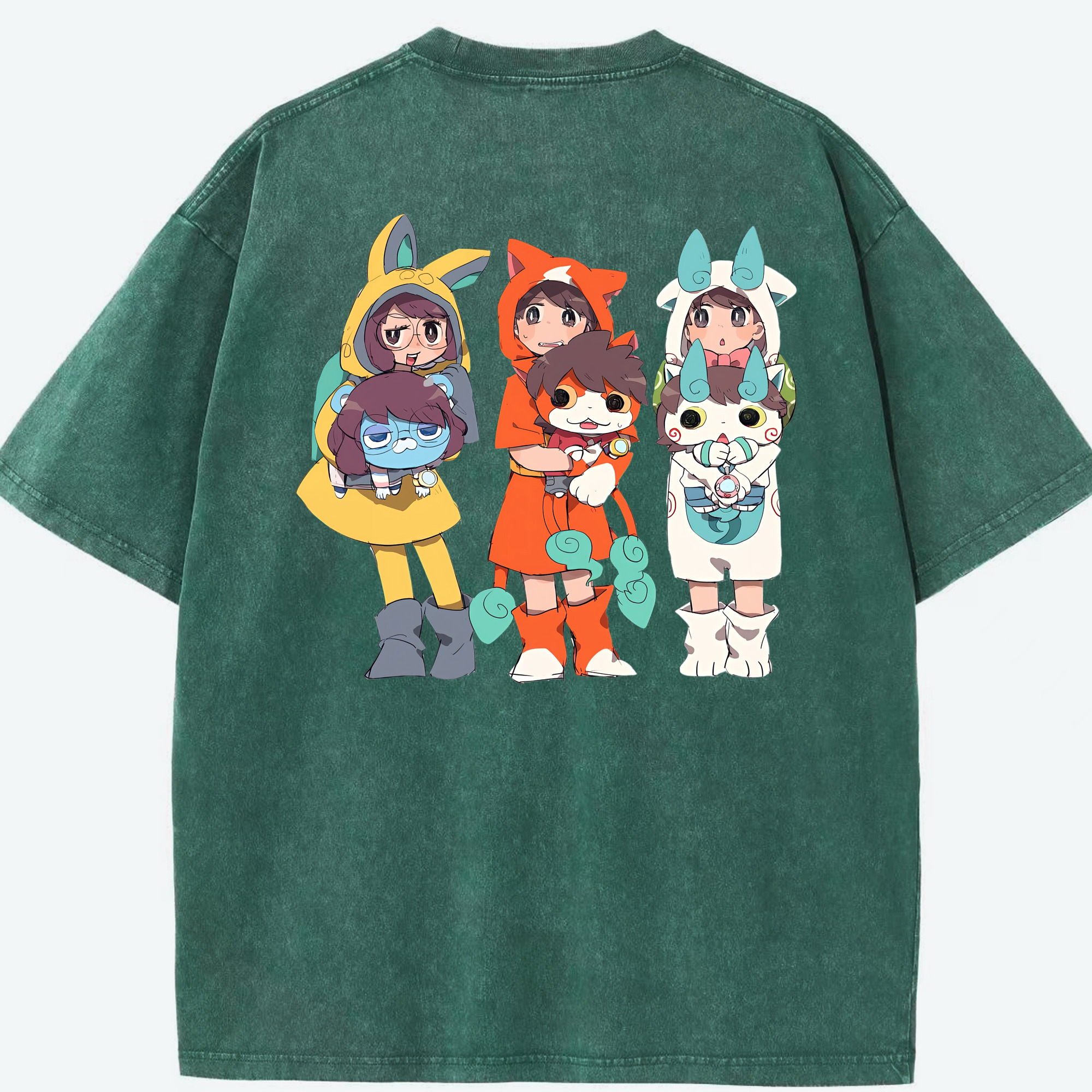 （画像用） 妖怪ウォッチ Yo-kai Watch 綿100% ヴィンテージ風 半袖Tシャツ（背面プリント）